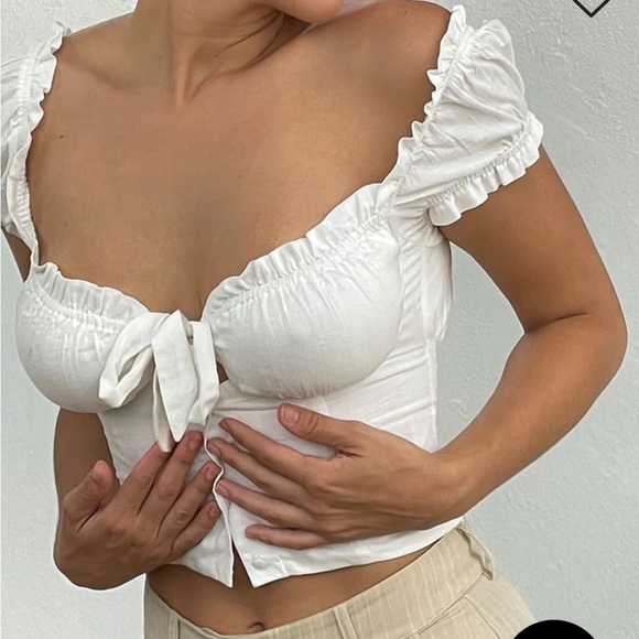 Princess Polly white Elouise crop top US 4 - Picture 8 of 12